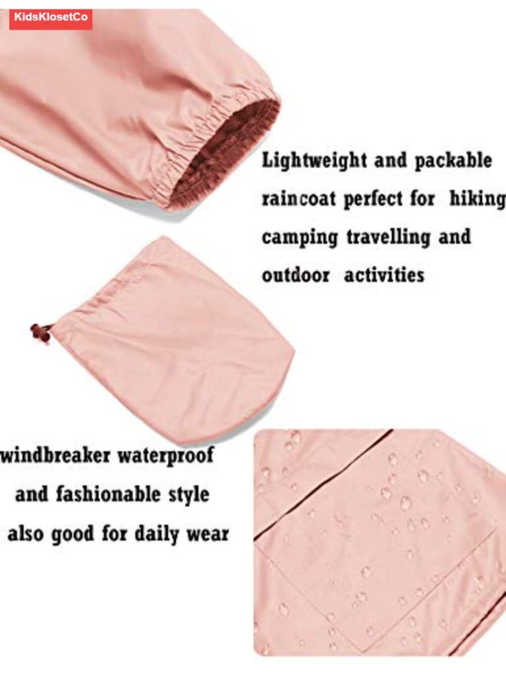 Lightweight Waterproof Rain Jacket Packable Hooded Windbreaker for Women - Picture 4 of 6